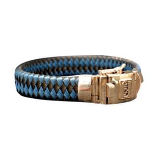 Leren armband Eric15 blauw/zwart