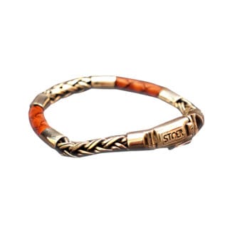 Leren/zilveren armband silke 6+8mm