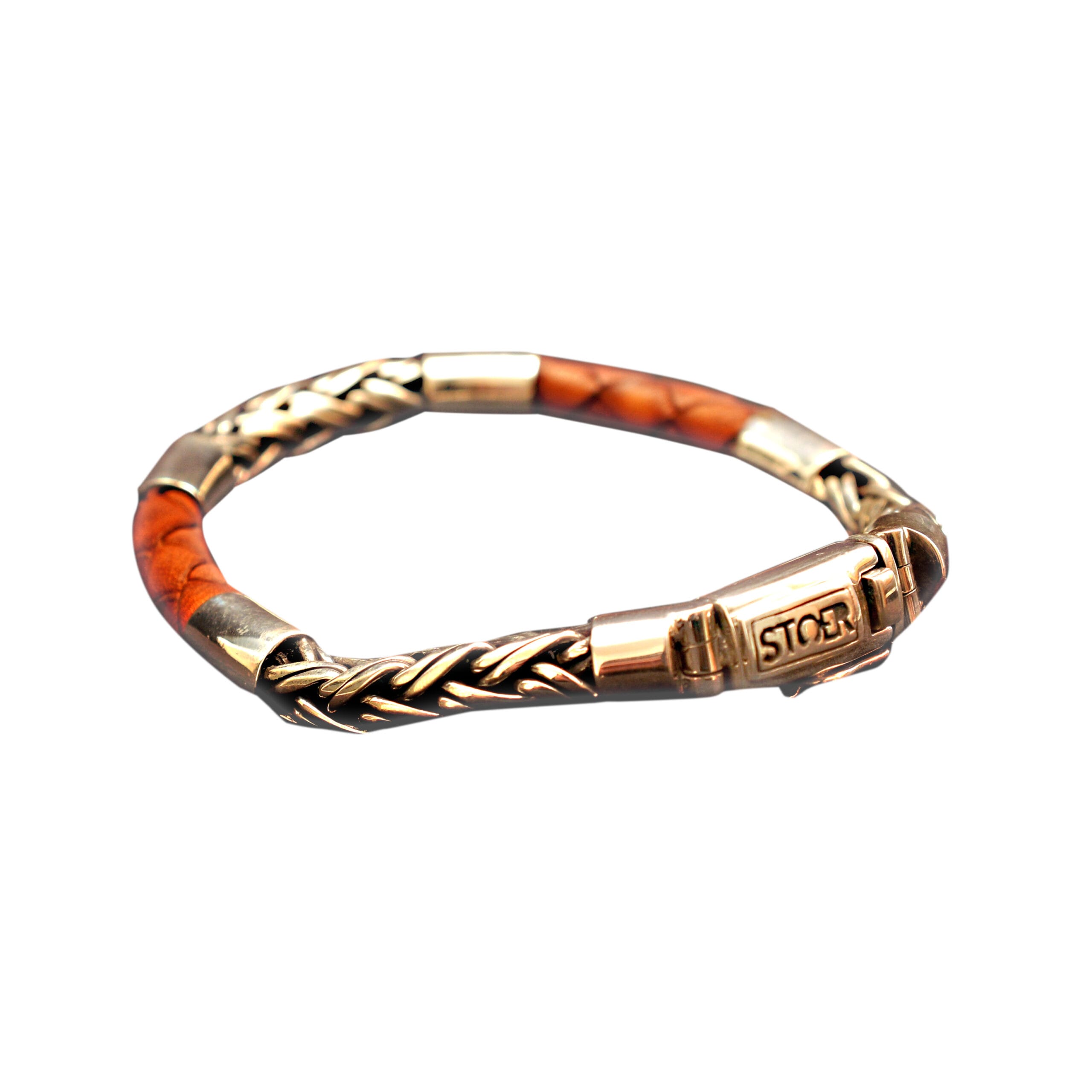 Leren/zilveren armband silke 6+8mm