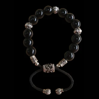 Balinese zilveren kralen armband zwarte onyx